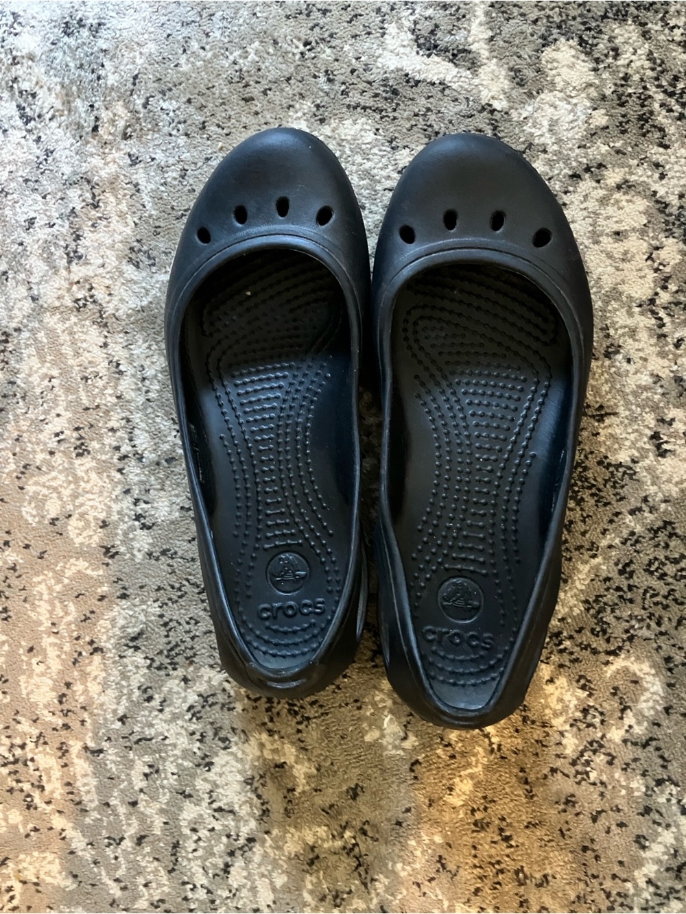 CROCS Women's Black Slip-On Ballet Flats with Comfort Footbed